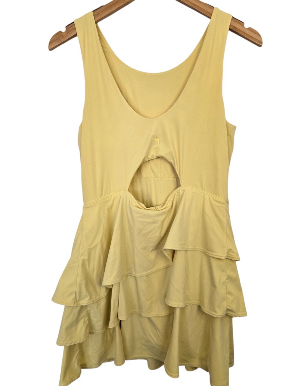 💛 JoyLab Large Yellow Ruffle Cutout Athletic Dress - Picture 3 of 4